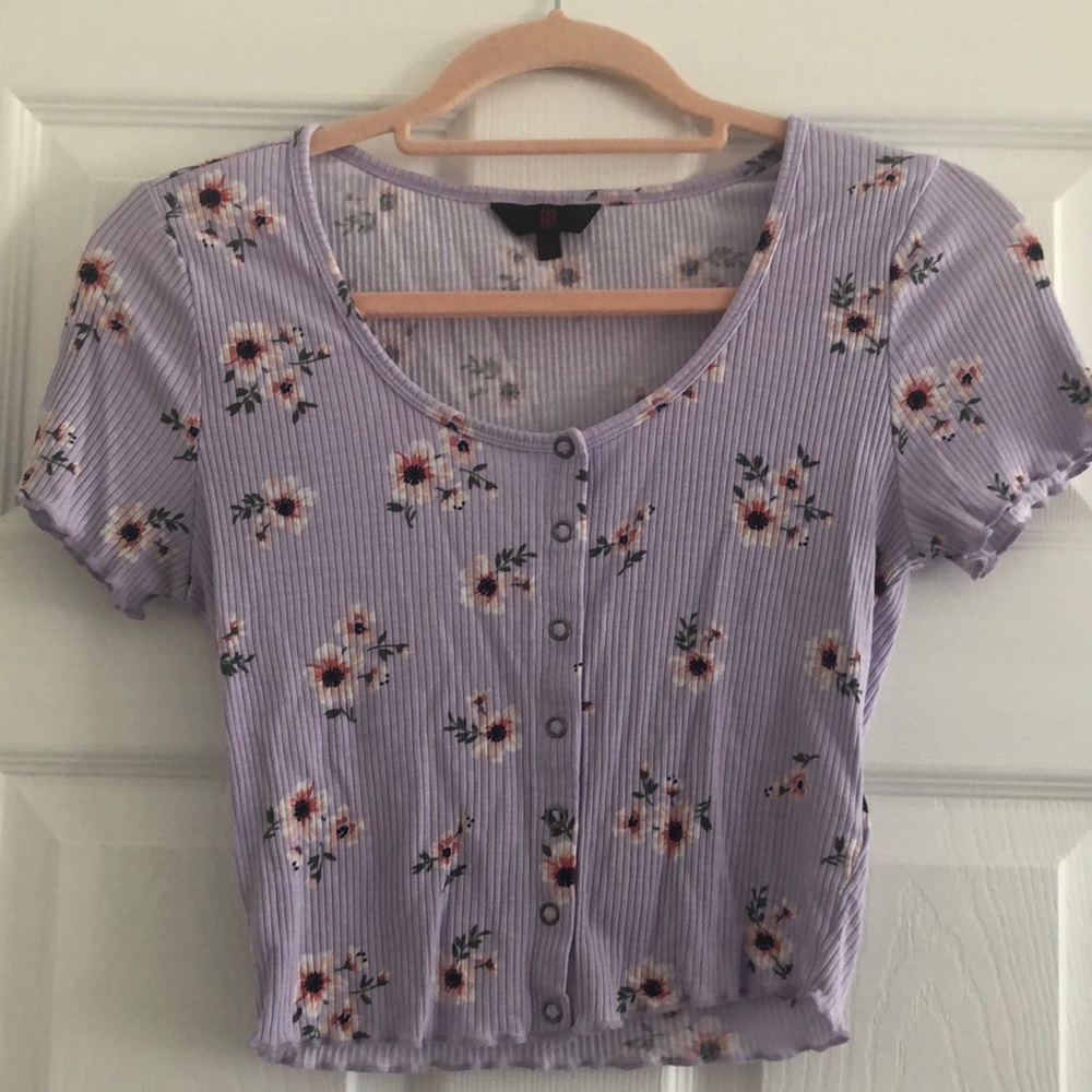 Floral snap front crop top
